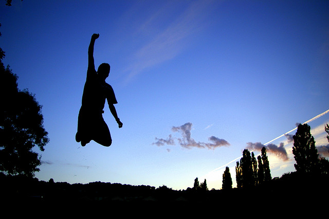 Man jumping in air